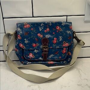 Cath Kidston Blue Floral Robyn Bird Cherry Blossom Crossbody Bag Purse Satchel